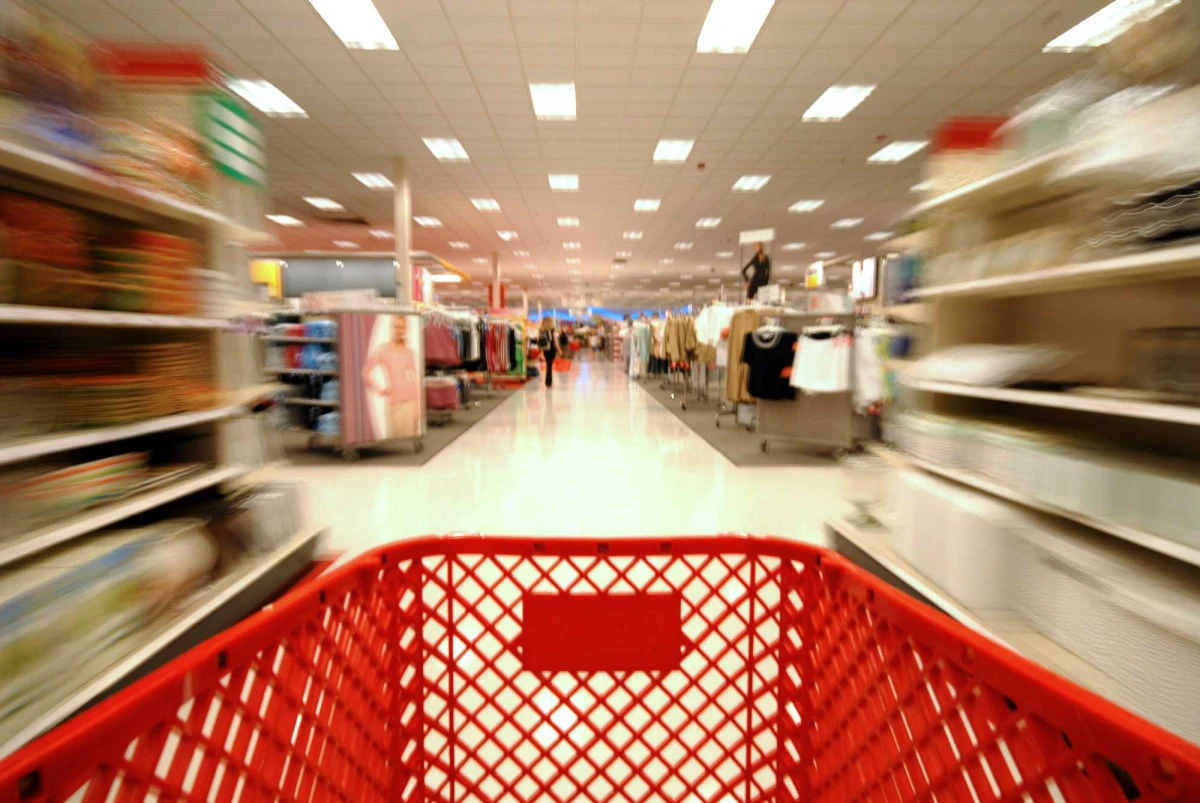 Shopping cart in aisle